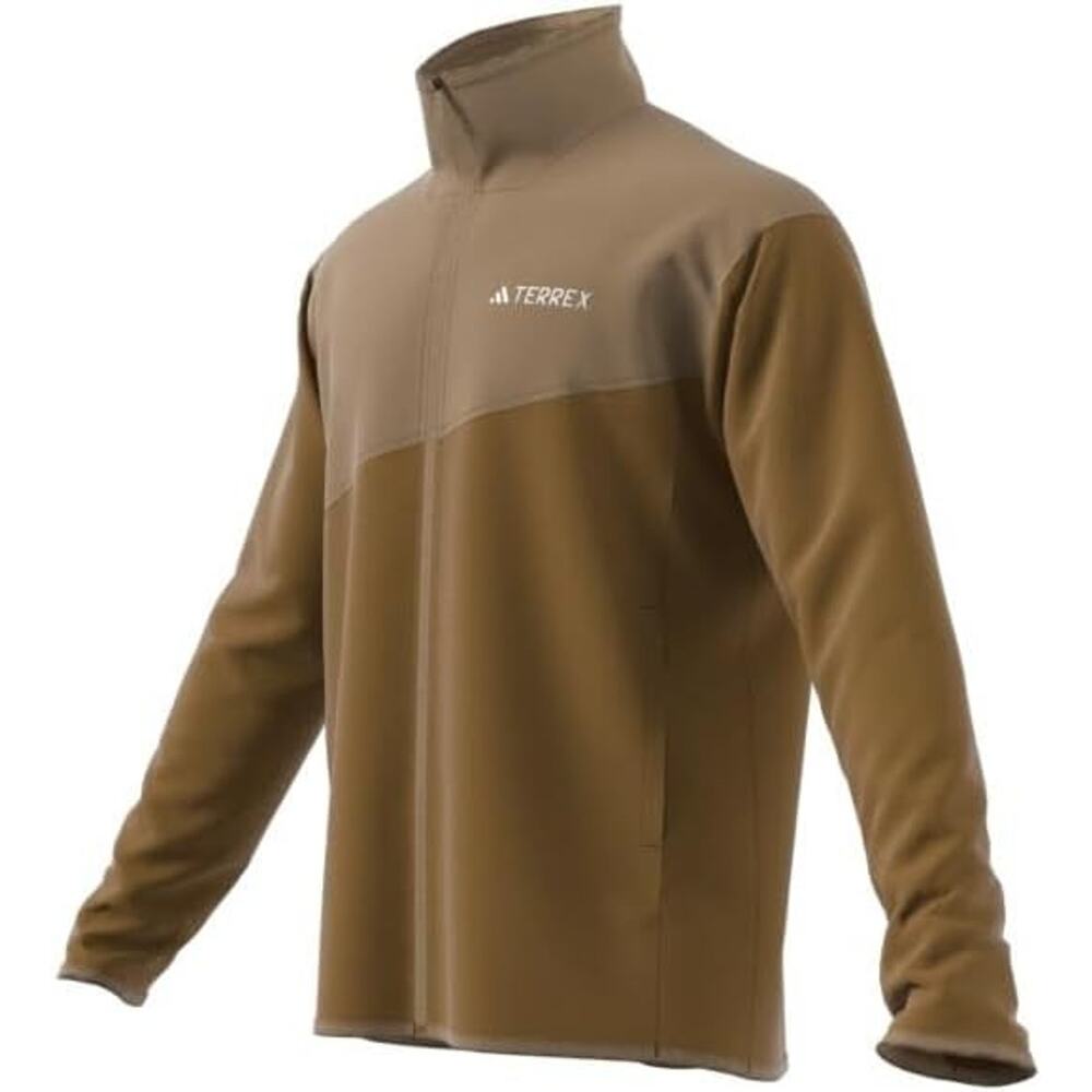 Adidas Terrex Men's Size 2XL Full-Zip Fleece Jacket Tan - Hiking Polarfleece Zip - Picture 7 of 7
